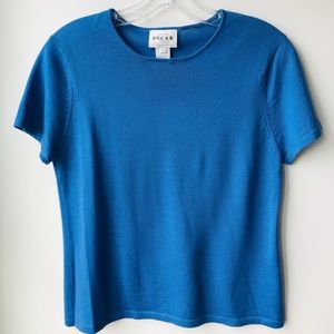 Oscar Cornflower Blue Wool Tee Shirt Top
